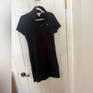 Vintage Lilly Pulitzer Black Polo Dress with Pink Palm Logo